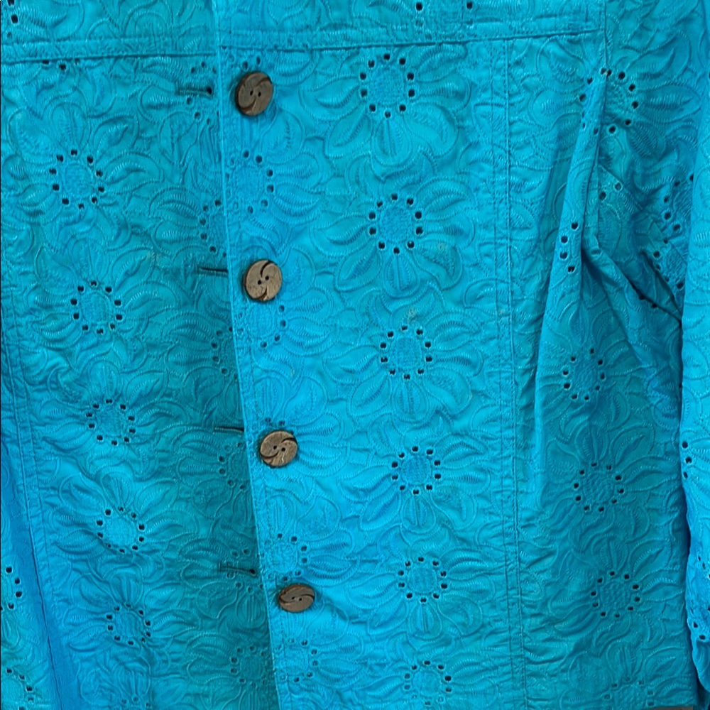 Turquoise Button-Up Jacket - Picture 4 of 4